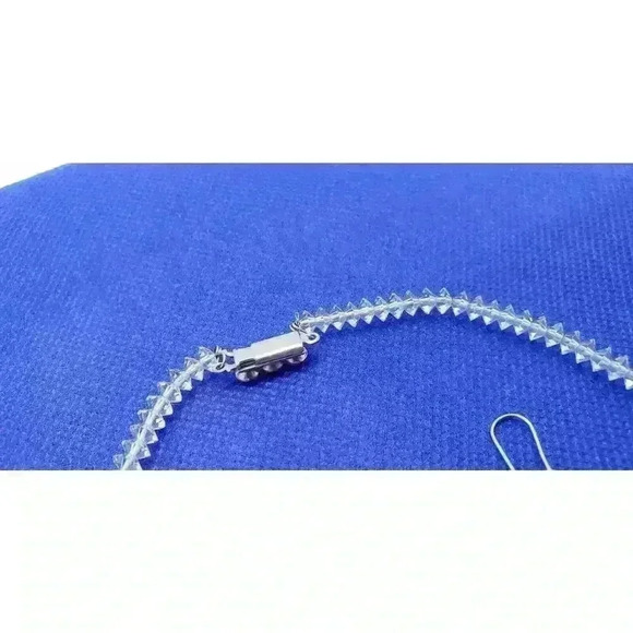 Vintage Clear Crystal Diamond Cut Choker Earrings Art Deco Wedding - Picture 7 of 10